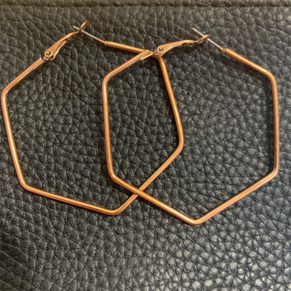 Geometric hexagon hoop earrings